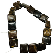 Load image into Gallery viewer, 2 Shimmering Bronzite Square Pendant Beads 8261
