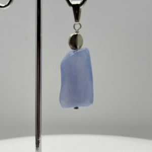 Blue Chalcedony Sterling Silver Designer Freeform Pendant | 2" Long|Blue Silver|