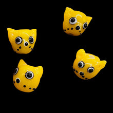 Load image into Gallery viewer, Kitty Cat Ceramic Round Beads | 15mm | Butterscotch Yellow | 4 Beads |
