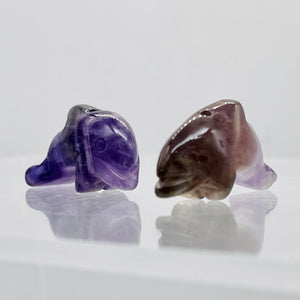 Jumping 2 Carved Amethyst Dolphin Beads | 25x11x8mm | Purple