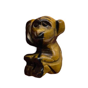 Carved Tiger Eye Monkey Animal Figurine Worry Stone