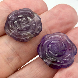 Bloomer 2 Carved Amethyst Rose Flower Beads 009290Aml