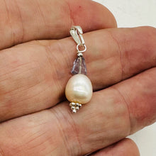 Load image into Gallery viewer, Iolite, Fresh Water Large Pearl Sterling Silver Drop Pendant | 1&quot; Long |
