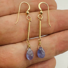 Load image into Gallery viewer, Tanzanite 14K Gold Filled Dangle Wire Wrap Earrings | Lavender | 1 Inch Long |
