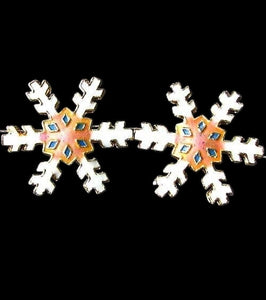 2 Peach Cloisonne Snowflake Centerpiece 30x27x4mm Beads 8638G