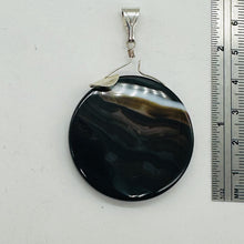 Load image into Gallery viewer, Sardonyx Agate 40mm Coin Sterling Silver Pendant | Black | 2&quot; Long |

