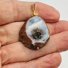 Load image into Gallery viewer, Blue Chalcedony Druzy Circe's Cave 14K Gold Filled Pendant | 1 3/4"Long |
