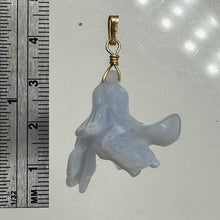 Load image into Gallery viewer, Blue Chalcedony Druzy Carved Flower Bead 14Kgf Pendant | 1 3/4&quot; Long | Blue |

