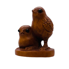 Load image into Gallery viewer, Boxwood Love Bird Birds Ojime/Netsuke Bead | 25x22x18mm | Brown
