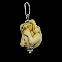 Load image into Gallery viewer, Hear No, See No, Speak No Evil Monkey Mammoth Bone Sterling Silver Pendant
