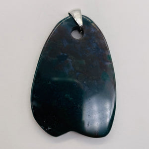 Hand Carved Bloodstone Jasper Sterling Silver Pendant | 2 1/4" Long | 1 Pendant |