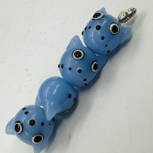 Kitty Cat Ceramic Round Beads | 15mm | Lavender Blue | 4 Beads |