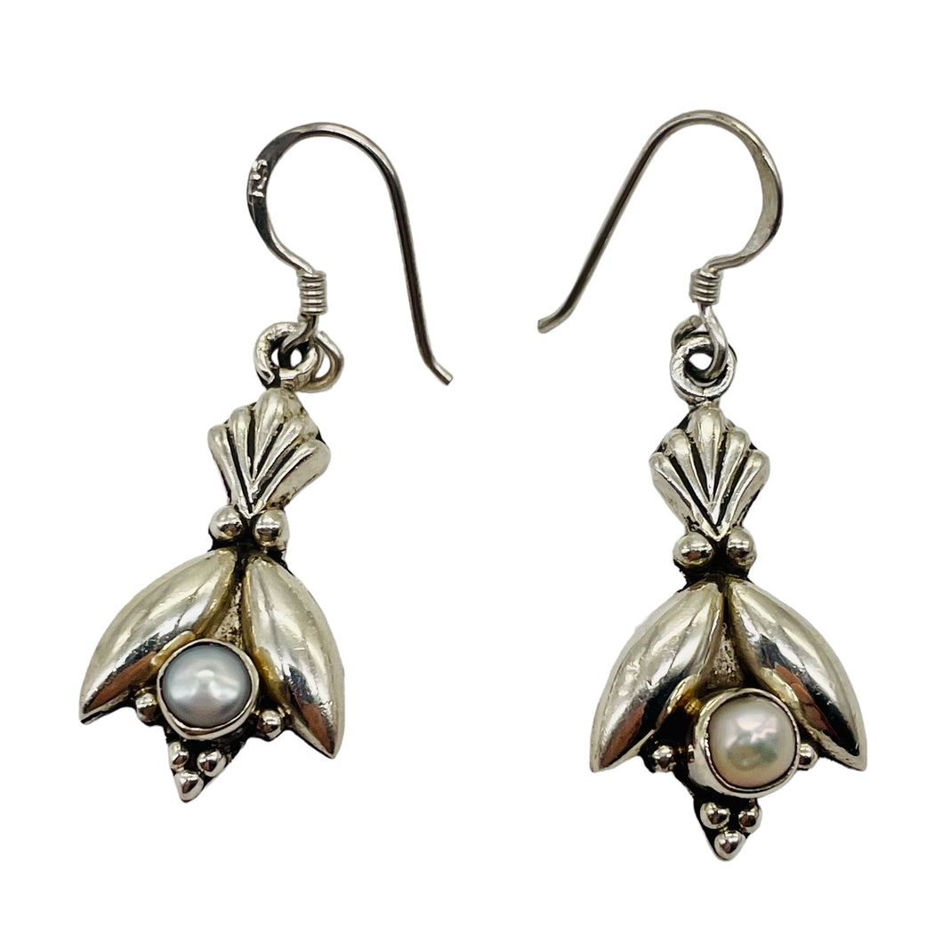 Fresh Water Pearl Sterling Silver Drop Earrings | 1 1/2