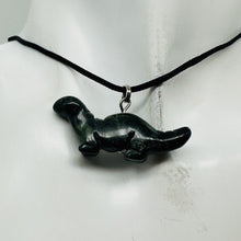 Load image into Gallery viewer, Kambaba Jasper Diplodocus Dinosaur Pendant | 3/4&#39; Long | Black, Green |
