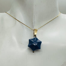 Load image into Gallery viewer, Hand Carved Dumortierite Star Pendant 14K Gold Filled Blue Gemstone 1in
