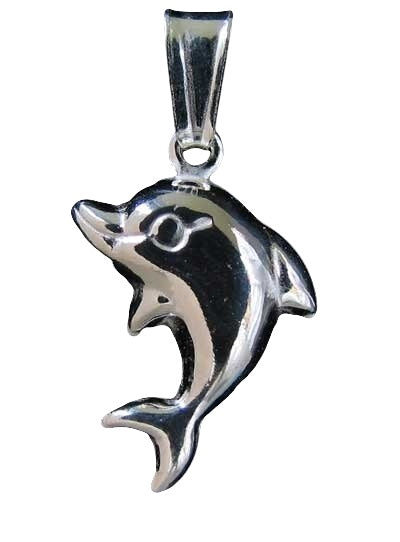 Swimming Sterling Silver Dolphin Charm Pendant 9967M2