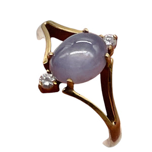 Star Sapphire Oval Cut and Diamonds 14K Gold Ring | Size 3.5 | Blue | 1 Ring |