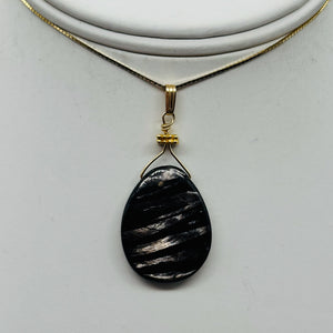 Hypersthene Briolette 14K Gold Filled Goddess Wire Wrap Pendant | 1 3/4" Long |