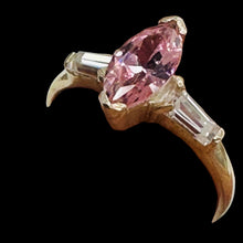 Load image into Gallery viewer, Pink Zirconia Promise Ring Sterling Silver White Side Stones Size 6
