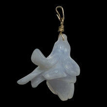 Load image into Gallery viewer, Blue Chalcedony Druzy Carved Flower Bead 14Kgf Pendant | 1 3/4&quot; Long | Blue |
