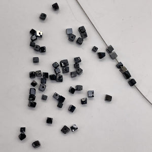 Natural Black Diamond Cube Tube 2.9cts Beads | 1x1mm to 2x1mm | 67 Beads |