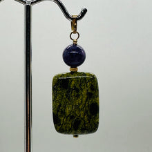 Load image into Gallery viewer, Rare Russian Jasper Charoite Pendant Green Purple Reptile 25x18mm 1.75"
