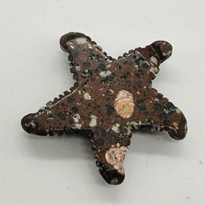 1 Hand Carved Mica Quartz Starfish Bead | 59x54x11mm | Red White and Grey
