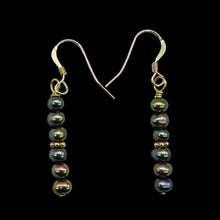 Load image into Gallery viewer, Coppery Rainbow Platinum Freshwater Pearl 14K Gold Filled Earrings 4mm 1.5"
