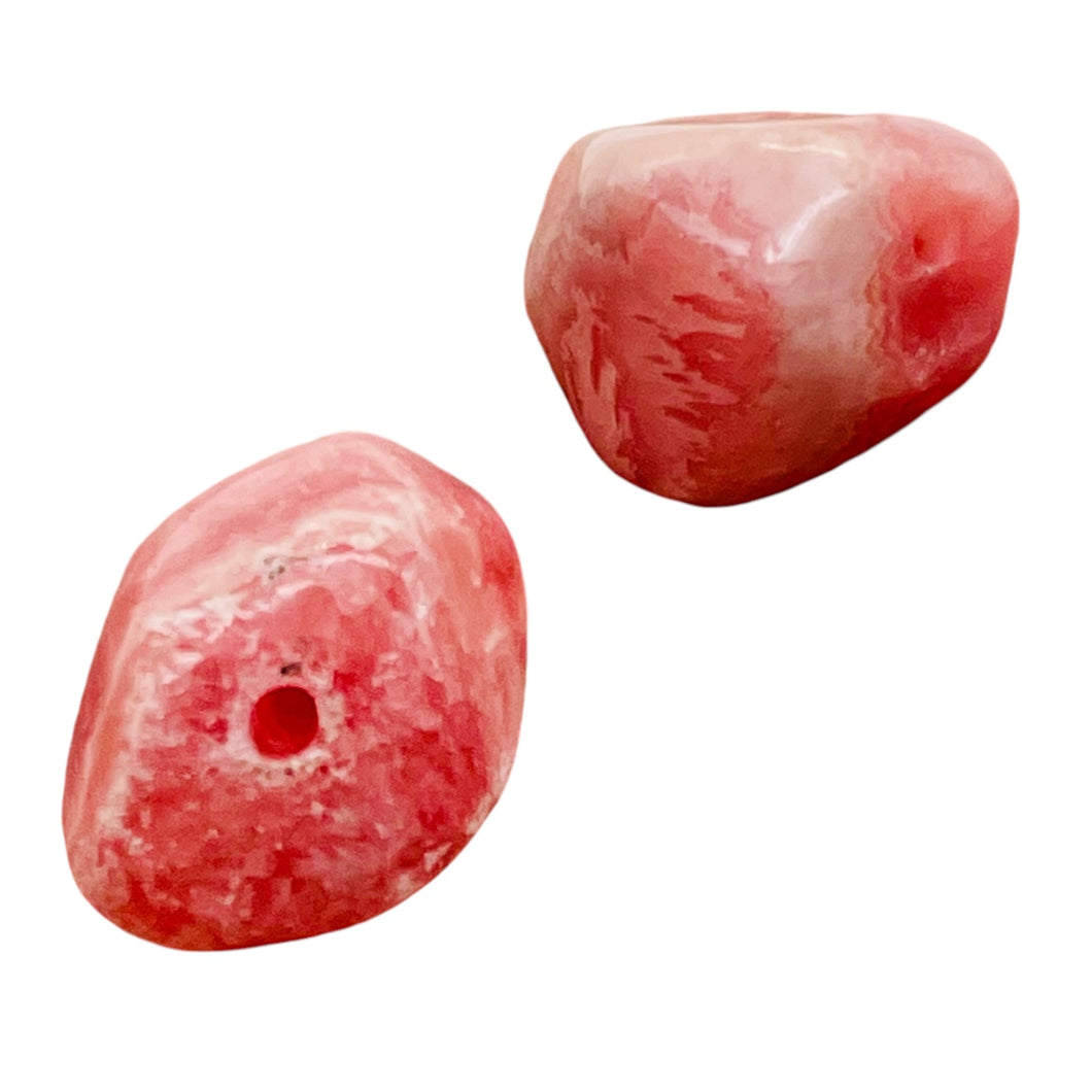 2 Magnificent Pink Rhodochrosite Nuggets Beads