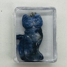 Load image into Gallery viewer, Sodalite Stone Kitty Cat Pendant Necklace | 1 1/4&quot; Long | Blue, White |
