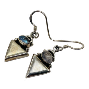 Labradorite & Triangle Sterling Silver Earrings! | 1 1/4" Long |