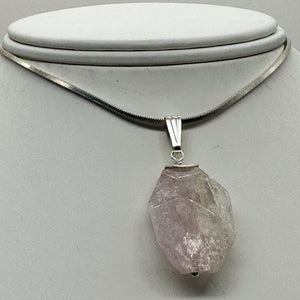 Kunzite Faceted 26x19x10mm Sterling Silver Pendant | 1 1/ 2" Long | Pink |