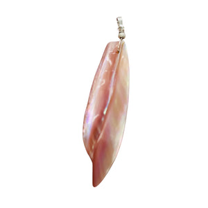 Designer Pink Mussel Shell Sterling Silver Pendant | 2 3/4" Long |