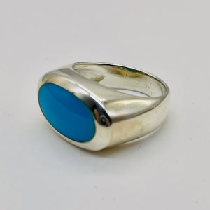 Turquoise Sterling Silver Oval Ring | Size 8 | Blue | 1 Ring |