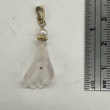 Load image into Gallery viewer, Rose Quartz Lily Flower and Pearl 14K Gold Filled Pendant | 1&quot; Long |
