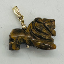 Load image into Gallery viewer, Lion Tiger's Eye Pendant Necklace | Semi Precious Stone Jewelry | 14k gf Pendant
