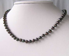 Load image into Gallery viewer, Dark Green 5x6.5mm Freshwater Pearl &amp; Sterling Silver 16 inch Necklace 9915F
