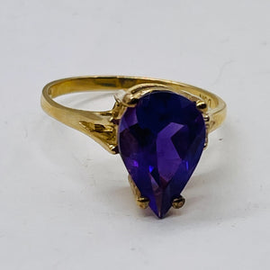 Amethyst Pear Cur 10K Yellow Gold Ring | Size 6.75 | Purple | 1 Ring |