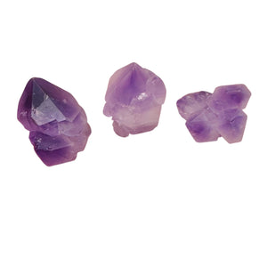 Amethyst Natural Crystals Bead Parcel | 24x17x15 to 20x16x15mm| Purple| 3 Beads|