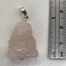 Load image into Gallery viewer, Rose Quartz Buddha Pendant Necklace|Semi Precious Stone Jewelry|Sterling Silver|
