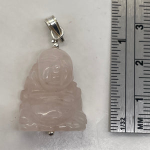 Rose Quartz Buddha Pendant Necklace|Semi Precious Stone Jewelry|Sterling Silver|