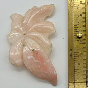 Peruvian Opal 32ct Carved Flower Pendant Bead | 35x60x3mm | Pink | 1 Bead |