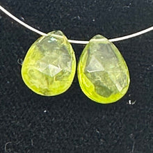 Load image into Gallery viewer, Gem! Faceted Untreated Peridot Briolette Beads Matched Pair | 9x7x4mm | 4.7 tcw|
