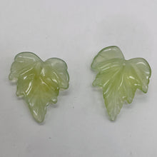 Load image into Gallery viewer, Carved Serpentine New Jade Leaf Bead Set | 27x24x4mm | 2 Beads |
