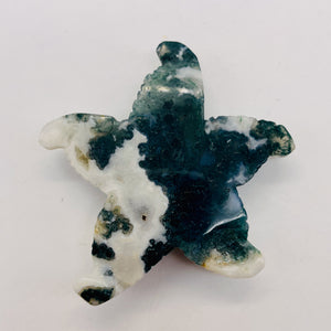 Tree Agate Carved Starfish Pendant Bead | 60x57x12mm | Green White | 1 Bead |