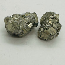 Load image into Gallery viewer, Pyrite Crystal Nugget Beads | 28x19x15mm to 29x17x16mm | Silver Gold | 2 Beads |
