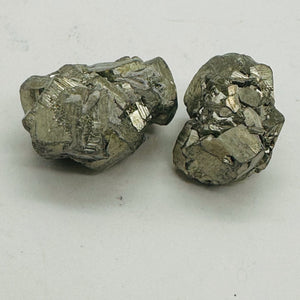 Pyrite Crystal Nugget Beads | 28x19x15mm to 29x17x16mm | Silver Gold | 2 Beads |