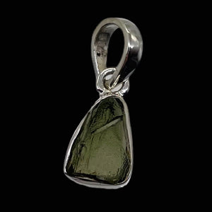 Moldavite 8.31ct Sterling Silver Triangle Pendant | 3/4" Long |Green| 1 Pendant|