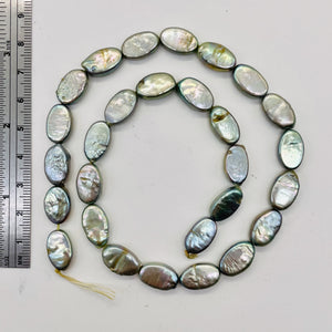 Platinum Green Oval Coin Pearl Strand 109948