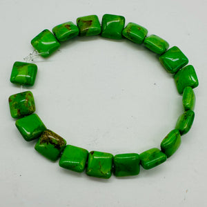 Turquoise AAA Square Bead Half Strand | 10x10x5mm| Green, Gold, Brown| 19 Beads|